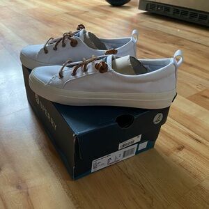 Size 7, white Sperry canvas shoes